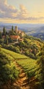 Vibrant Italian Vineyard Landscape Painting Inspired By Dalhart Windberg
