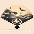 Vibrant Japanese Fan Illustration Royalty Free Stock Photo