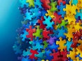 Vibrant Jigsaw Puzzle Pieces Assembly on Blue Gradient Background Illustrating Problem Solving