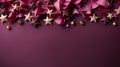 plain magenta background mit golden stars, christmas theme