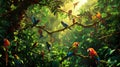 Vibrant Jungle Ecosystem: a Wildlife Choreography./n