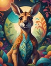 Vibrant Kangaroo Character, Generative AI