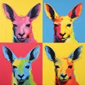 Vibrant Kangaroo Portraits In Andy Warhol Style