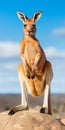 Vibrant Kangaroo Sitting On Rock: Mobile Lock Screen Background