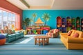 Vibrant Kids Club at Family Resort: Colorful Toys, Games, and Books