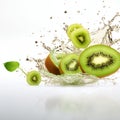 Vibrant Kiwi Fruit Splash: Commercial Imagery With Velvia Style