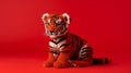 Vibrant Knitted Tiger: Hyper-realistic Sculpture In Colorful Studio Photography Royalty Free Stock Photo