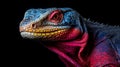 Vibrant Komodo Dragon: Colorful Iguana Close-up On Black Background