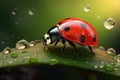 Vibrant Lady beetle macro. Generate Ai Royalty Free Stock Photo