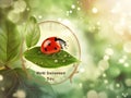 Ladybug on Leaf Celebrating World Environment Day Royalty Free Stock Photo