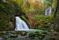 Vibrant landscape of a waterfall in a gorge