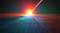 Vibrant Laser Beam on Digital Grid Background Royalty Free Stock Photo