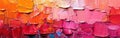 Vibrant Layers: Abstract Canvas Painting with Rough Texture in Pink, Orange, and Red