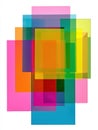 Vibrant Layers of Colored Transparency Arranged in an Artistic Display Contrast Against a White Backdrop Royalty Free Stock Photo