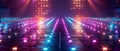 Vibrant LED-lit disco dance floor ideal for virtual reality experience. Concept Disco Dance Floor, Royalty Free Stock Photo