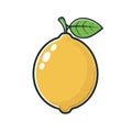 Vibrant lemon illustration with leaf bright yellow citrus fruit graphic vector image for stock Royalty Free Stock Photo