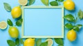 Vibrant Lemon And Lime Mockup With Blue Frame On A Vivid Background Royalty Free Stock Photo