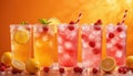 Vibrant Lemon Raspberry Summer Drinks Collection Royalty Free Stock Photo