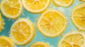 Vibrant lemon slices immersed in effervescent water generate a cool and invigorating optical illusion Royalty Free Stock Photo