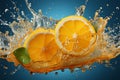Vibrant lemon splash isolated, a zesty, eye catching shot for compelling advertisements