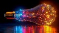 Vibrant Light Bulb with Multicolored Network Pattern
