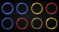 Vibrant light circles with sparkle effect set Royalty Free Stock Photo