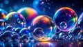 Vibrant Light Reflections on a Deep Blue Background A Captivating Display of Shimmering Bubbles for Design Inspiration Royalty Free Stock Photo