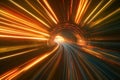 Vibrant light streaks illuminate a tunnel at high speed during a dynamic journey Royalty Free Stock Photo