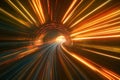 Vibrant light streaks illuminate a tunnel at high speed during a dynamic journey Royalty Free Stock Photo