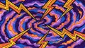 Vibrant lightning bolts striking through swirling psychedelic clouds Royalty Free Stock Photo