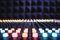Vibrant lights of sound mixing console showcase creativity and precision in audio production Royalty Free Stock Photo