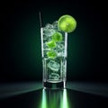 Vibrant Lime Colada: A Refreshing 3d Render With Volumetric Lighting Royalty Free Stock Photo