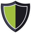 Vibrant lime green and black split shield icon symbolizing robust security protection and digital safety Royalty Free Stock Photo
