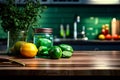 A vibrant lime rests on the kitchen countertop Royalty Free Stock Photo