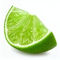 Vibrant lime segment exhibiting lush green hues and juicy texture on white background Royalty Free Stock Photo