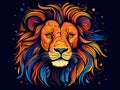 A Colorful Lion With A Black Background