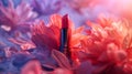 Vibrant lipstick amidst blooming flowers Royalty Free Stock Photo