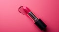 Vibrant lipstick standing out against a soft pink background for a chic and feminine look, Ai Generated