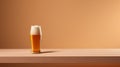 Vibrant And Lively Beer Glass On Wooden Table - Streamlined Design
