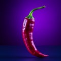 Violet Tip Chili Pepper: Spicy Season On Purple Background Royalty Free Stock Photo