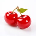 Vibrant And Lively: Two Acerola Cherries On White Background