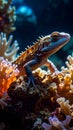 Vibrant lizard on coral reef underwater Royalty Free Stock Photo