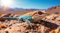 Vibrant Desert Lizard Basking in Sunny Landscape Royalty Free Stock Photo