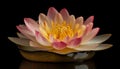 Vibrant lotus blossom floats in tranquil pond generated by AI Royalty Free Stock Photo