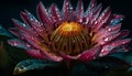 Vibrant lotus blossom reflects beauty in tranquil aquatic environment generated by AI Royalty Free Stock Photo