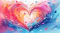 Vibrant Love: Abstract Heart Illustration in Serene Surroundings
