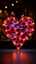 Vibrant love display Neon hearts sign adds flair to the black canvas Royalty Free Stock Photo