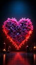 Vibrant love display Neon hearts sign adds flair to the black canvas Royalty Free Stock Photo