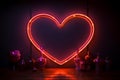 Vibrant love display Neon hearts sign adds flair to the black canvas Royalty Free Stock Photo