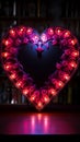 Vibrant love display Neon hearts sign adds flair to the black canvas Royalty Free Stock Photo